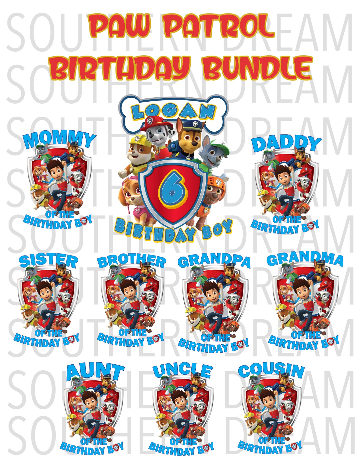 Paw Patrol Birthday Bundle COMPLETED SHIRTS