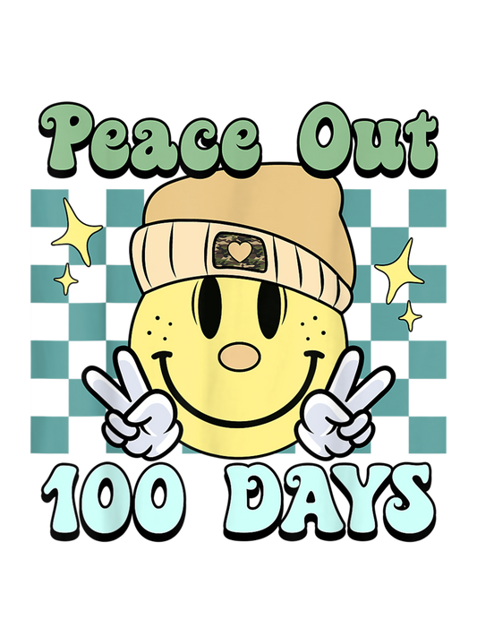 Peace Out 100 Days Yellow Smiley Camo Patch  Design Transfer