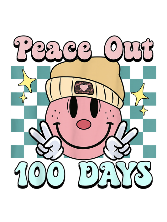 Peace Out 100 Days Pink Smiley Camo Patch  Design Transfer