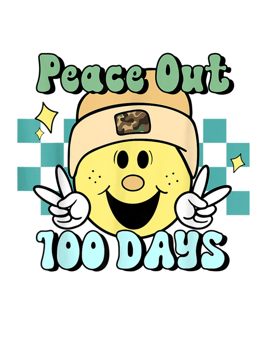 Peace Out 100 Days Smiley Camo Patch  Design Transfer