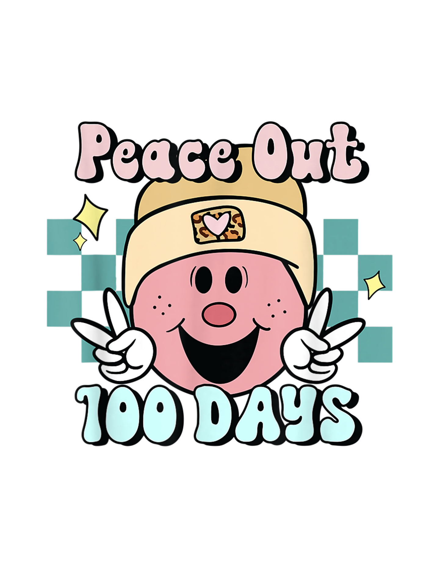 Peace Out 100 Days Peach Hat Smiley Camo Patch  Design Transfer