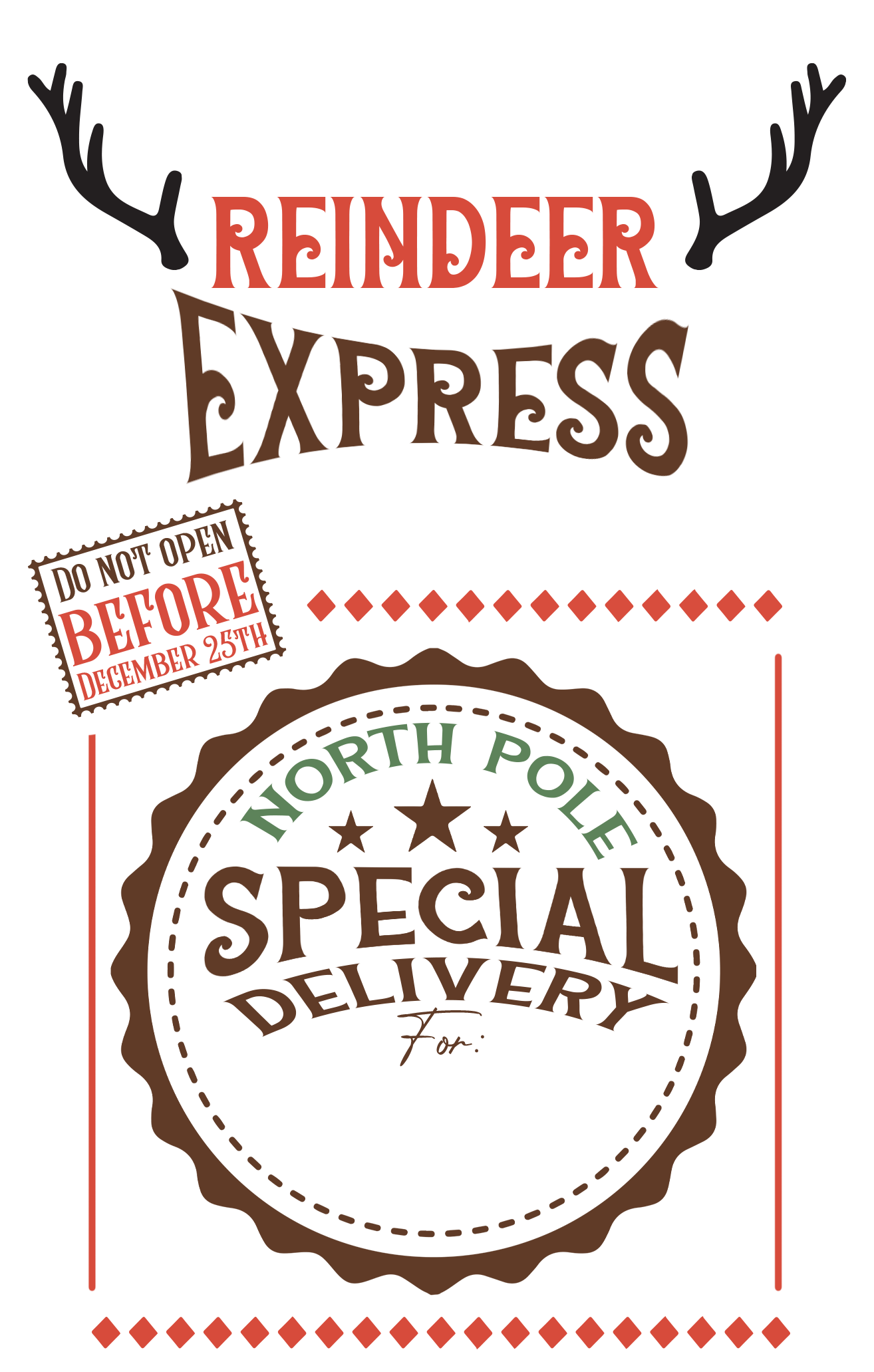 Reindeer Express Santa Sack Design Transfer