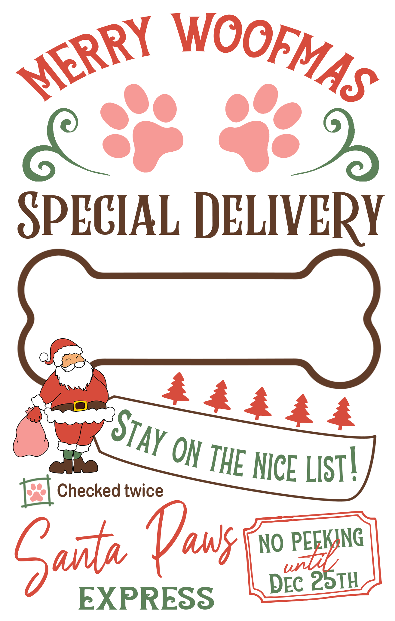 Merry Woofmas Santa Sack Design Transfer