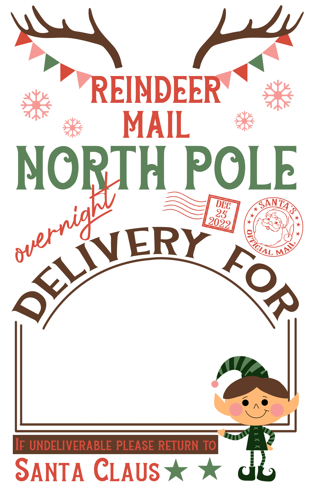 Reindeer Mail Santa Sack Design Transfer