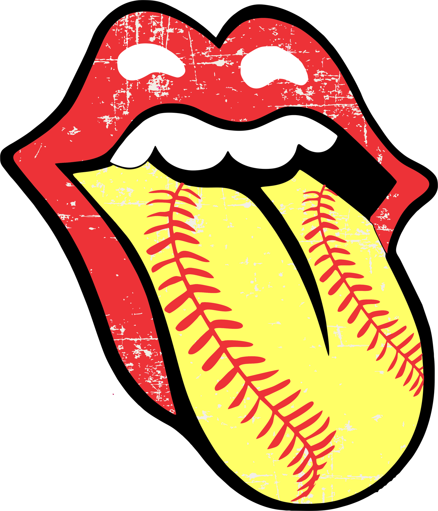 Softball Red Tongue Design Transfer