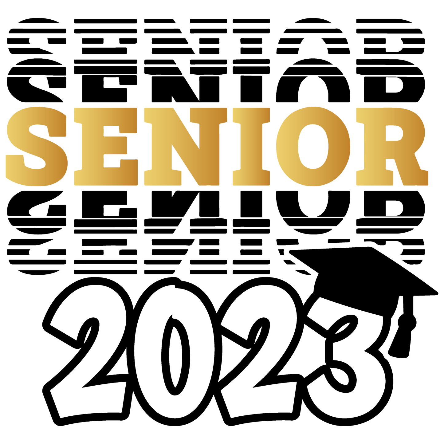 Senior 2023 Gold & Black Design Transfer