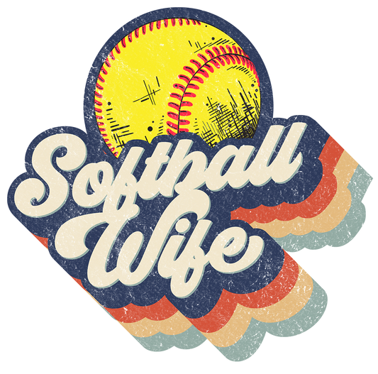 Retro Softball Wife Design Transfer