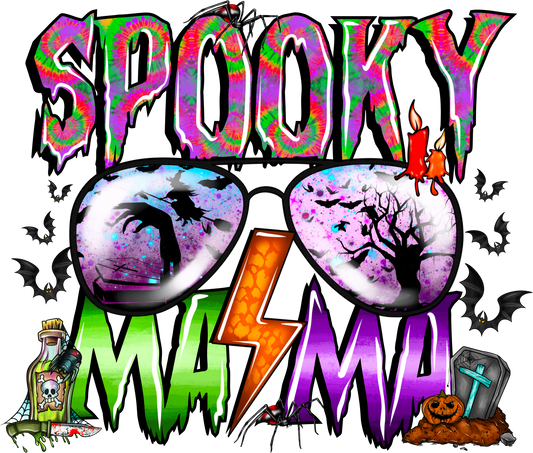 Spooky Mama Lightning Bolt Design Transfer