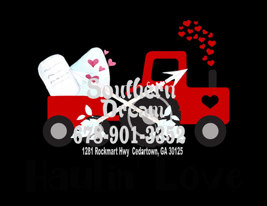 Haulin' Love Valentine Tractor Design Transfer
