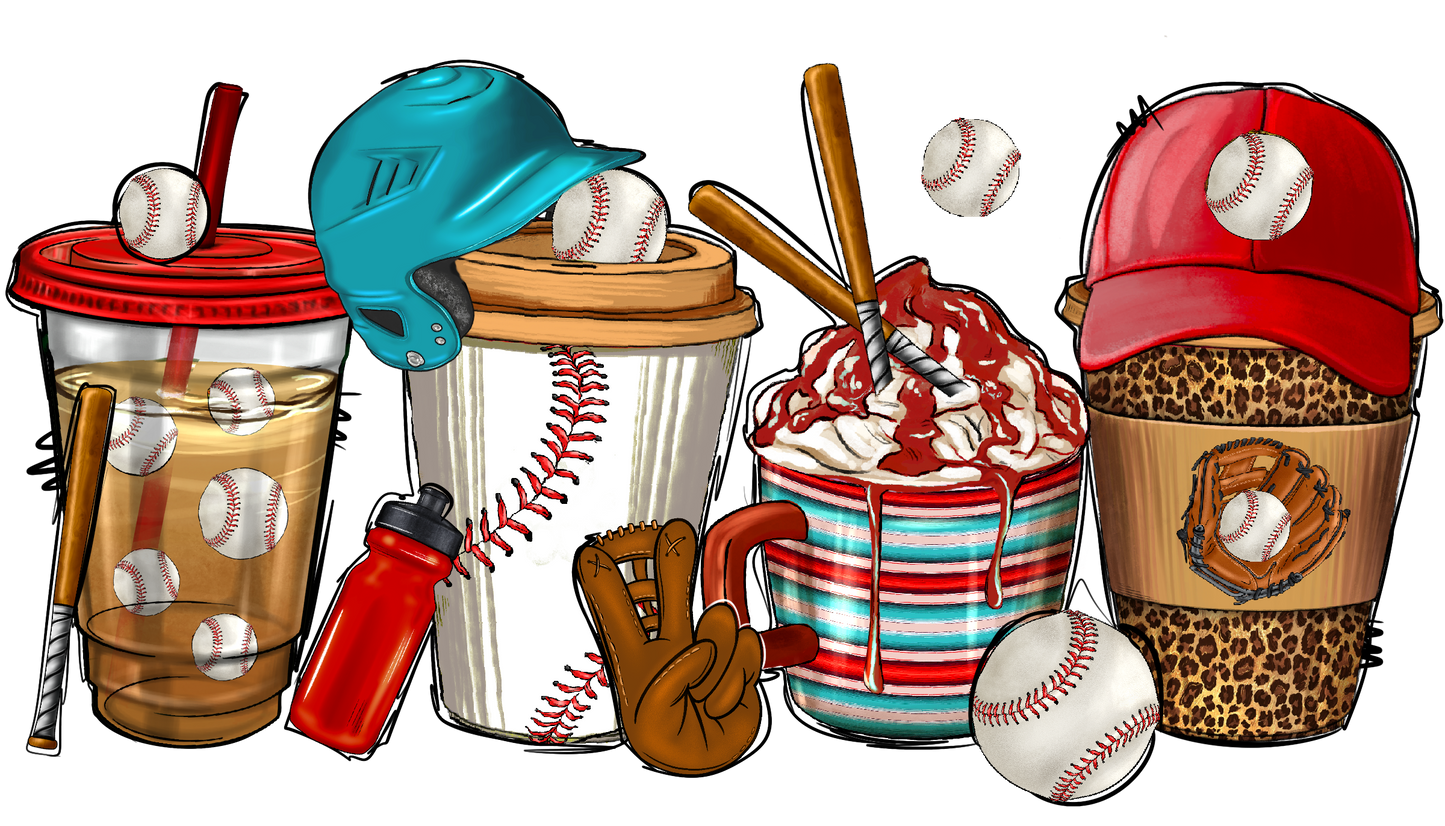 Baseball Iced Coffee Design Transfer