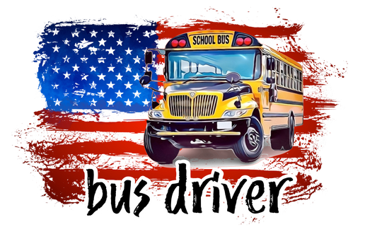 Bus Driver American Flag Design Transfer