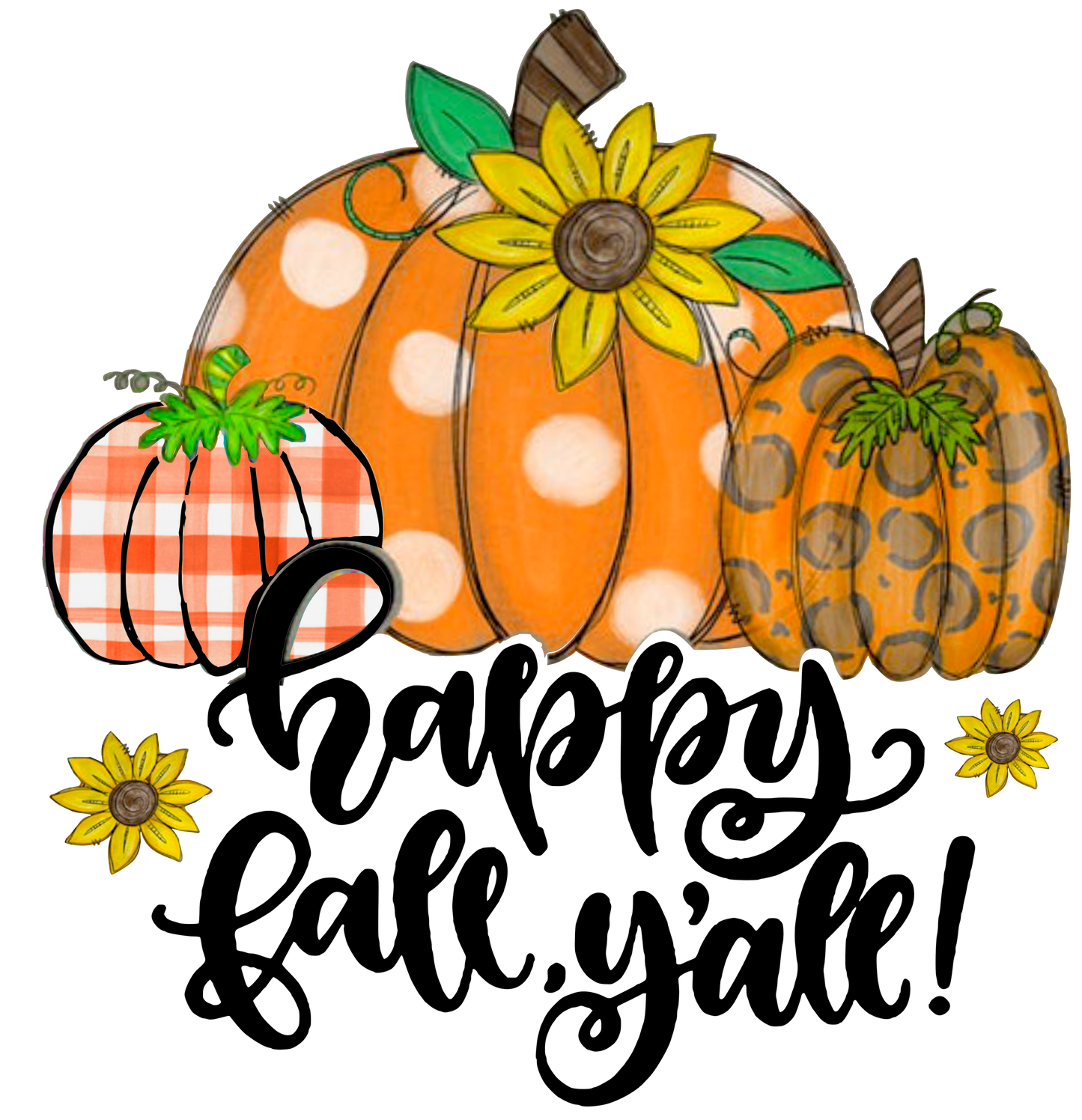 Happy Fall Y'All Pumpkins Design Transfer