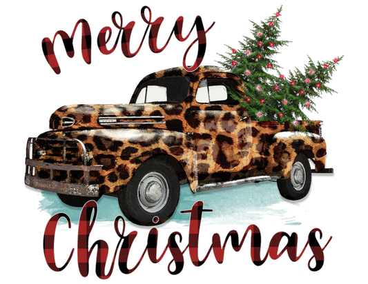 Merry Christmas Cheetah TruckDesign Transfer