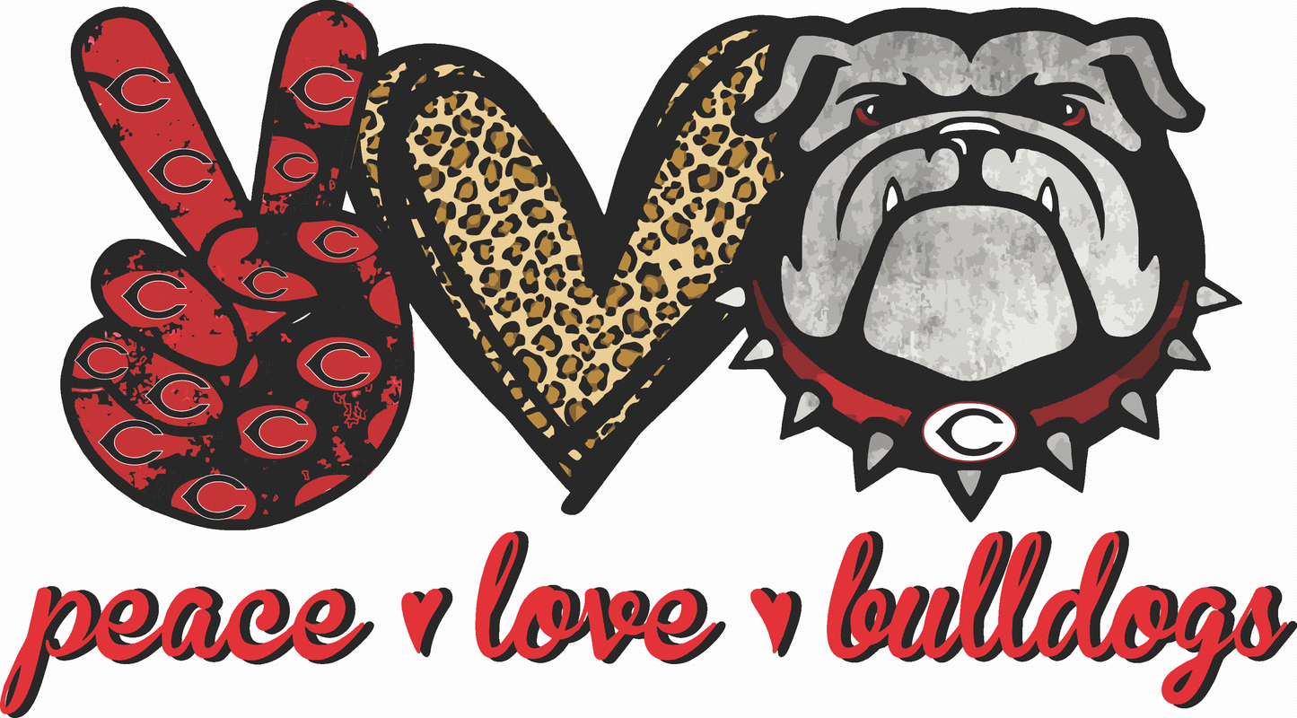 Peace Love Cedartown Bulldogs Design Transfer