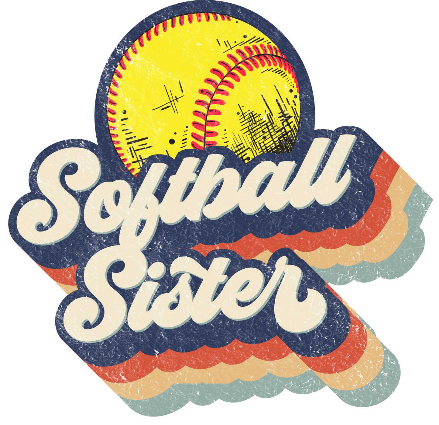 Retro Softball Sister Design Transfer