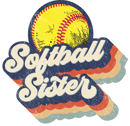 Retro Softball Sister Design Transfer
